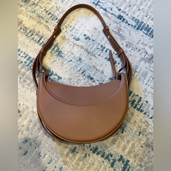 POLÈNE Numéro Dix Textured Camel Leather Crescent Shoulder Crossbody Bag - Picture 3 of 11